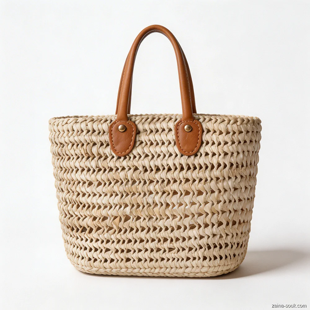 Handwoven Straw Market Tote